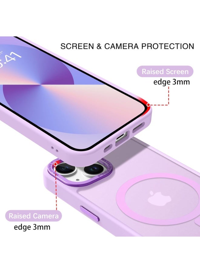 أكاليكس جراب مغناطيسي لهاتف آيفون 15 [مقاوم للصدمات ونحيف] غطاء خلفي صلب شفاف غير لامع مع حماية عالية الجودة | بنفسجي فاتح - Image 4